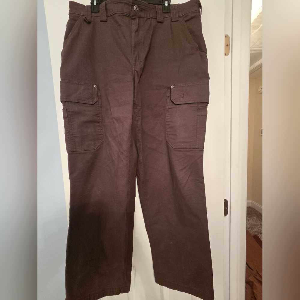Men's Duluth Trading Flex Firehose Brown Relaxed Fit Cargo Pants 40 X 34
